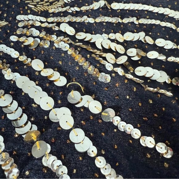 Vintage Oleg Cassini Black Lion Sequin Sweater Angora Lambswool Artsy L - Picture 3 of 10